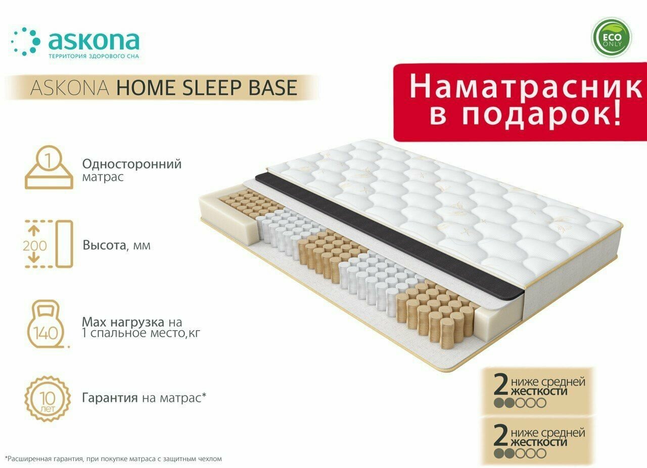 Ортопедический матрас, Анатомический матрас Аскона Homesleep Base, Независимые пружины