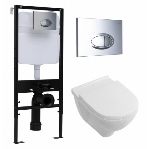 Комплект 3 в 1 инсталляция Logan H1067-1170 297674 + Унитаз подвесной Villeroy & Boch O Novo Directflush + кнопка хром