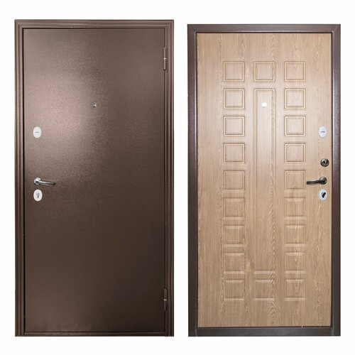 Дверь входная для квартиры Proline Apartment 870х2050 правая, тепло-шумоизоляция, антикоррозийная защита, коричневый/бежевый