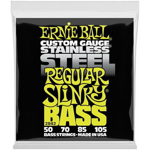 ERNIE BALL 2842 Stainless Steel Slinky Regular 50-105 - Струны для бас-гитары Эрни Болл набор струн ernie ball 2842 regular slinky 1 уп
