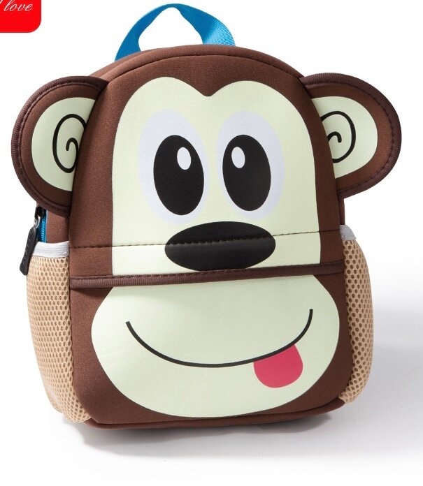 фото Детский рюкзачок, из мягкой неопропеновой ткани, с удобными ремешками, обезьянка