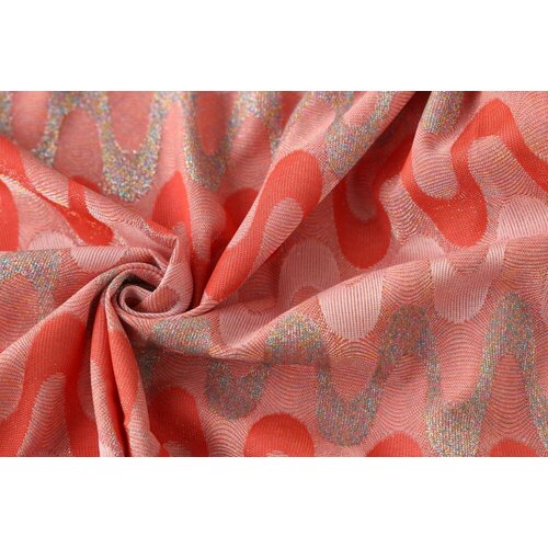 Ткань трикотаж коралловый с люрексом узор волны 7560₽