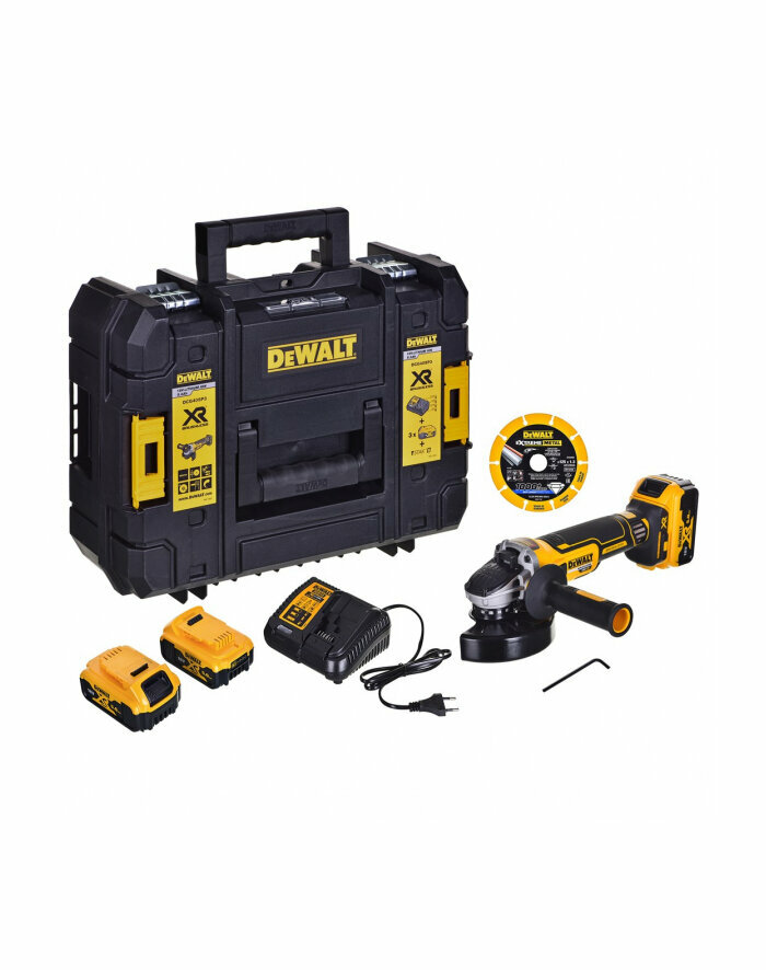 Аккумуляторная бесщеточная углошлифовальная машина DEWALT DCG405P3 18В XR, 125мм