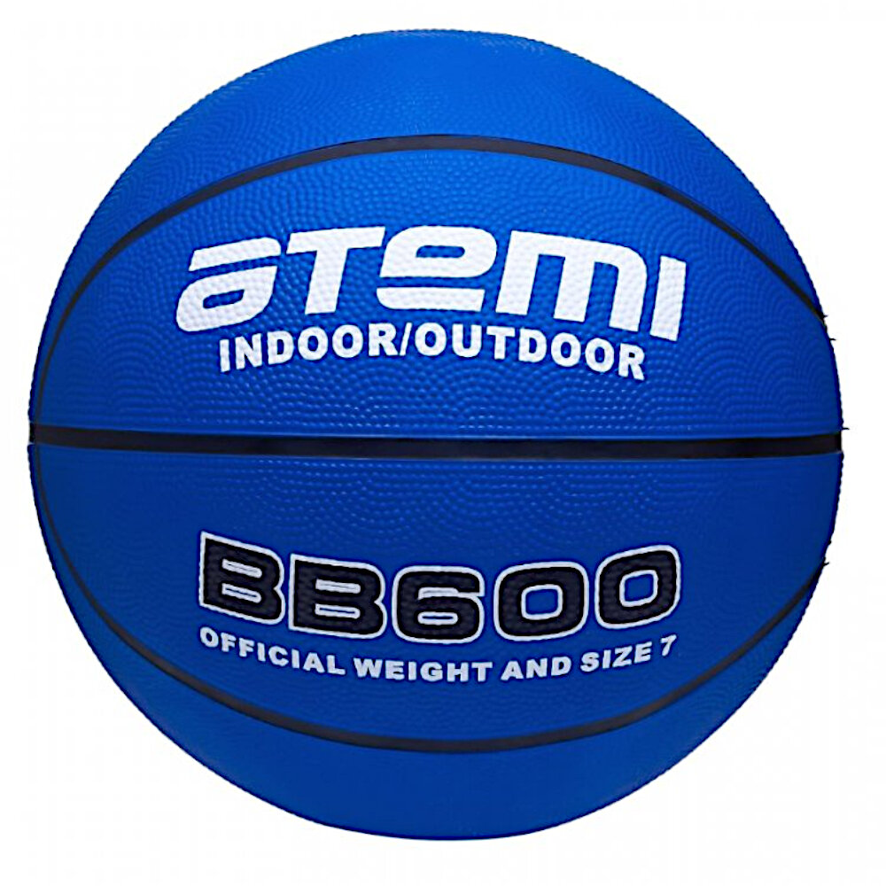Мяч баскетбольный ATEMI р.7, резина, 8 панелей, BB600 (синий)