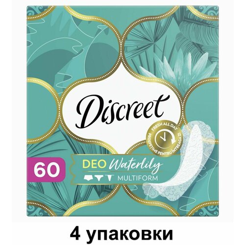 Discreet Прокладки ежедневные Deo Multiform Waterlily, 60 шт, 4 уп прокладки гигиенические ежедневные тонкие белые хлопок 30 шт