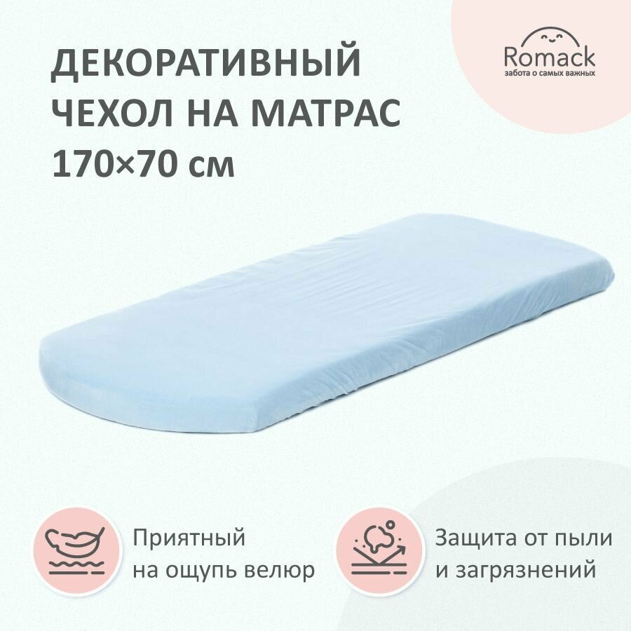 фото Чехол на матрас Зверушки 170х70 см светло-голубой