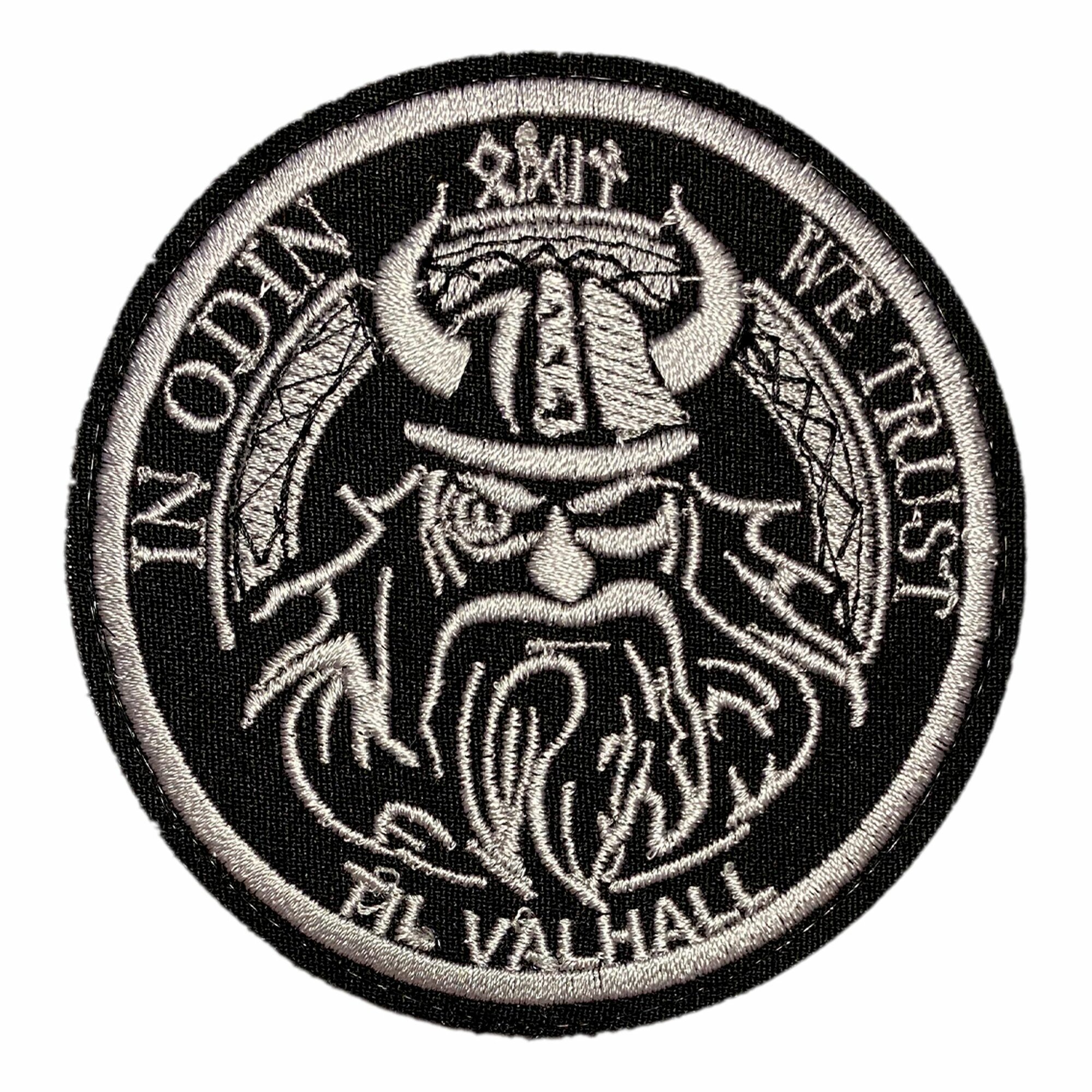 Нашивка, шеврон, патч (patch) на липучке Вальхалла Odin we trust, размер 8,5*8,5 см