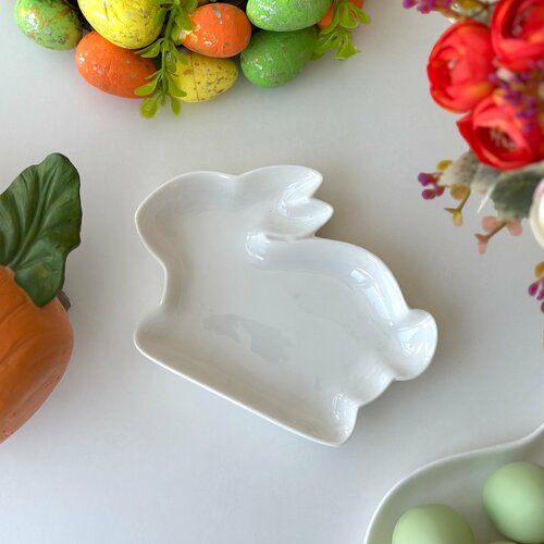 Блюдо Кролик белая 17*12,5см (керамика) ТОиТО