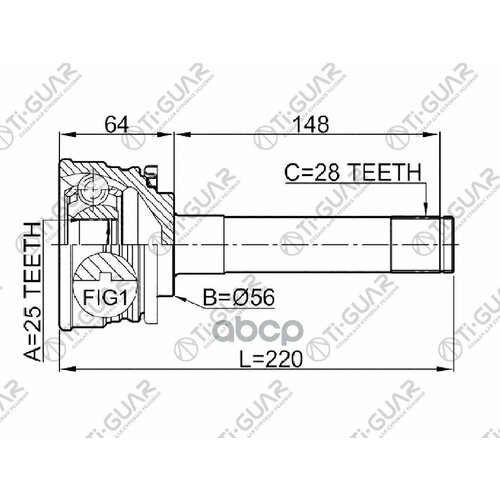 Шрус Tg-7213 Mi-013 Tiguar 255628 Mitsubishi Pajero 25L 1991 Out Ti-Guar арт TG7213 5990₽