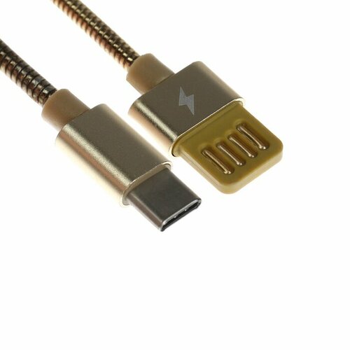 Кабель Type-C - USB, 2.1 А, металлическая оплётка, 1 метр, золотистый кабель питания smartbuy usb 2 0 usb type c 100 см золотистый