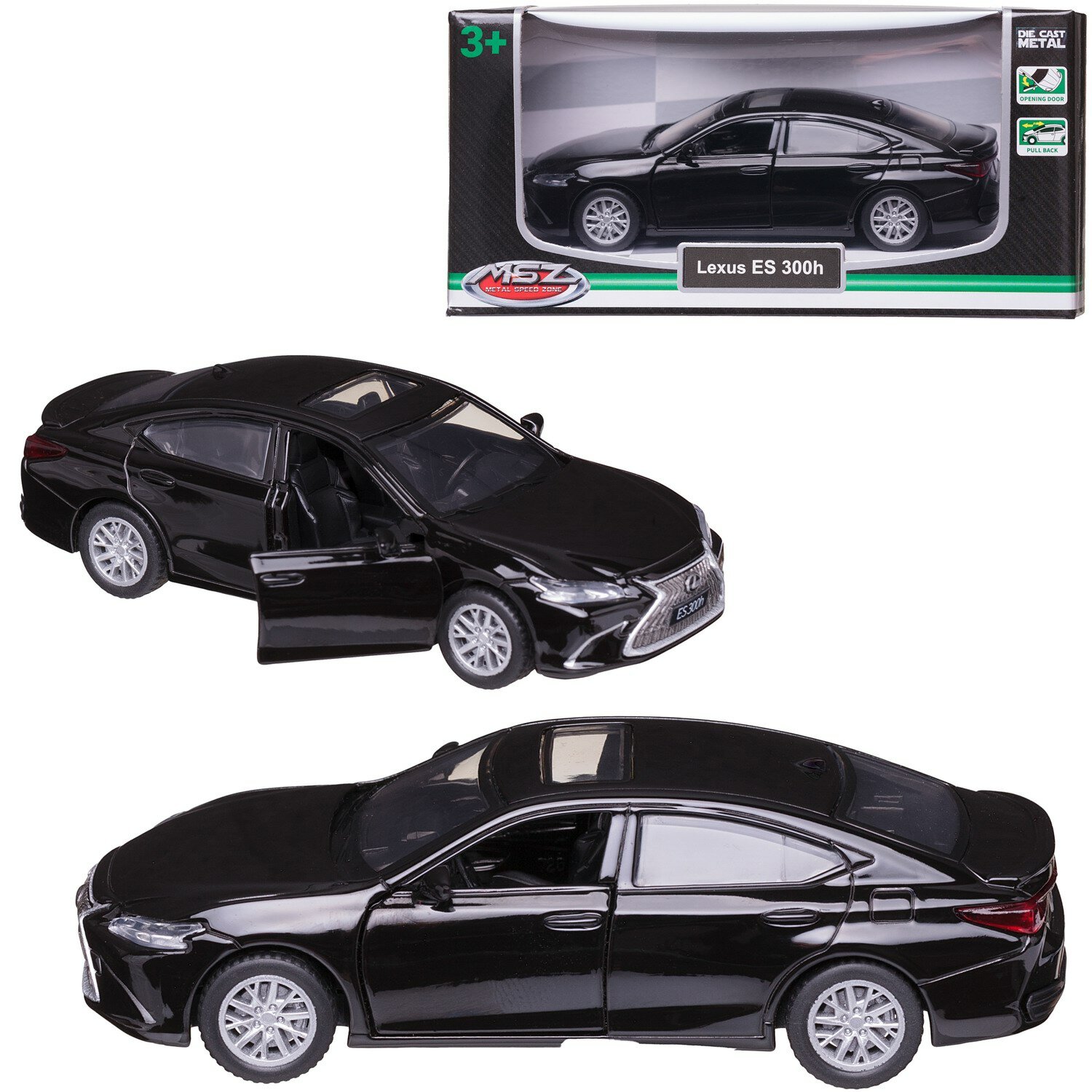 Машинка металлическая MSZ серия 1:43 Lexus ES300h, цвет чёрный, инерционный механизм, двери открываются WE-15971B
