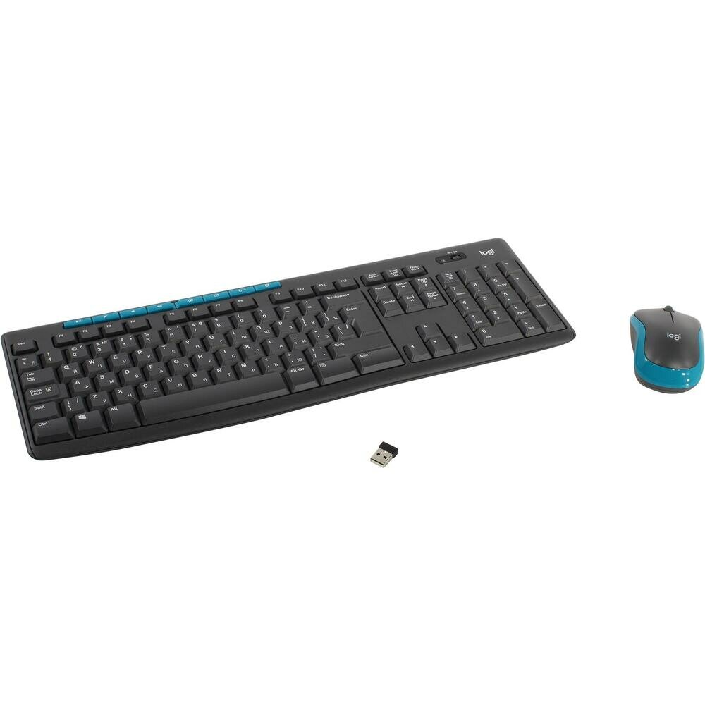 Комплект Logitech Wireless Combo MK275, черный/голубой