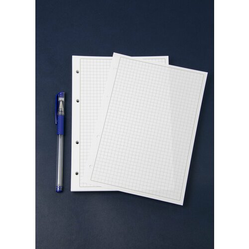 Сменный блок/ листы для тетради и блокнота на кольцах А5 в клетку, 80 листов из офсетной бумаги 80 г/м , белый