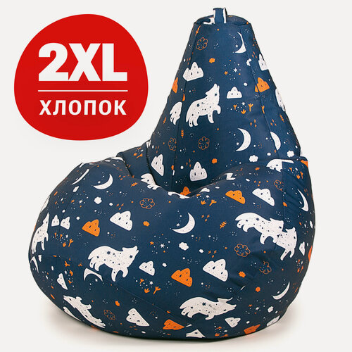 Изображение товара Кресло мешок Bean Joy, пуфик мешок, бескаркасное кресло, размер ХXL, мебельный хлопок, Сказочный Волк