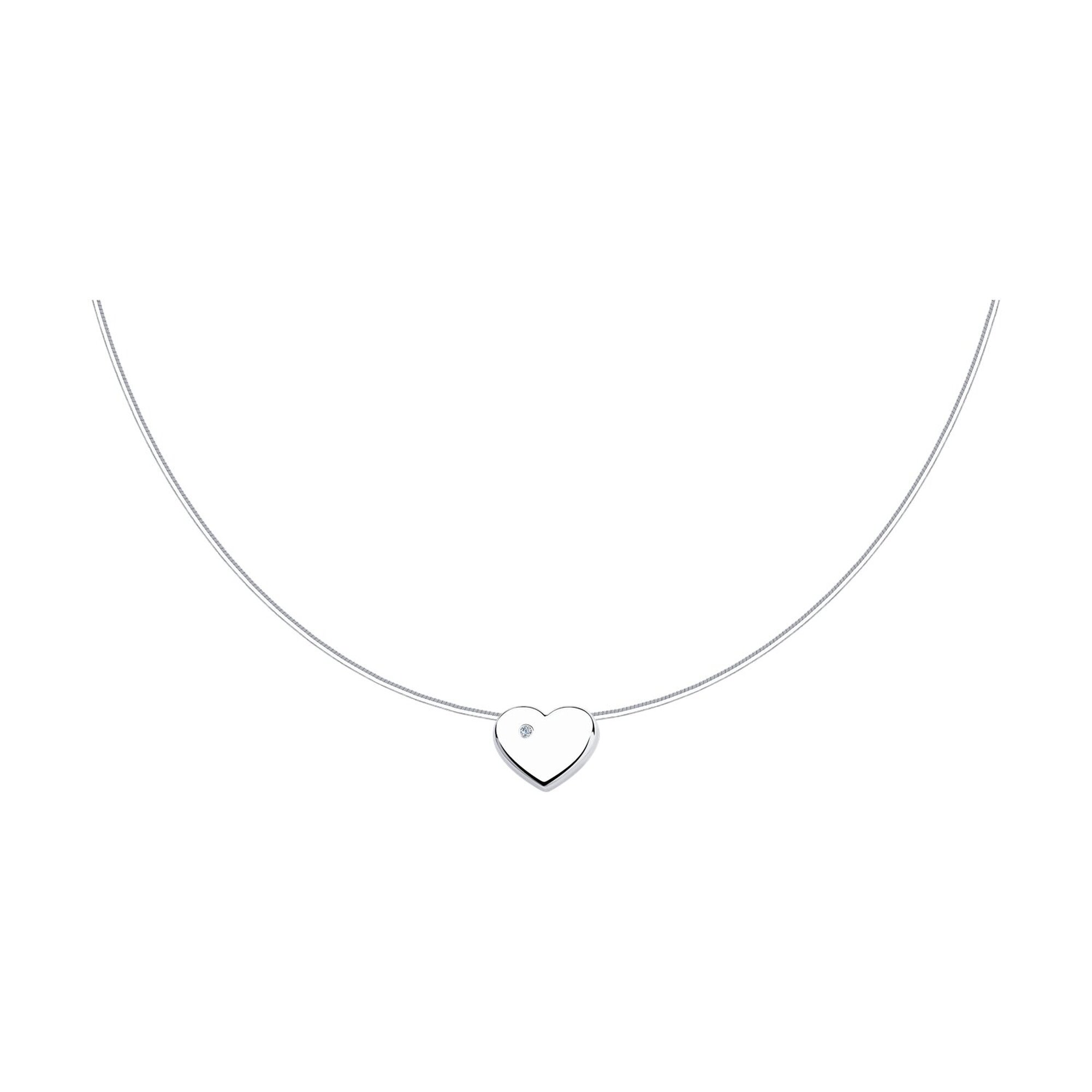 Колье Diamant online, серебро, 925 проба, родирование, бриллиант