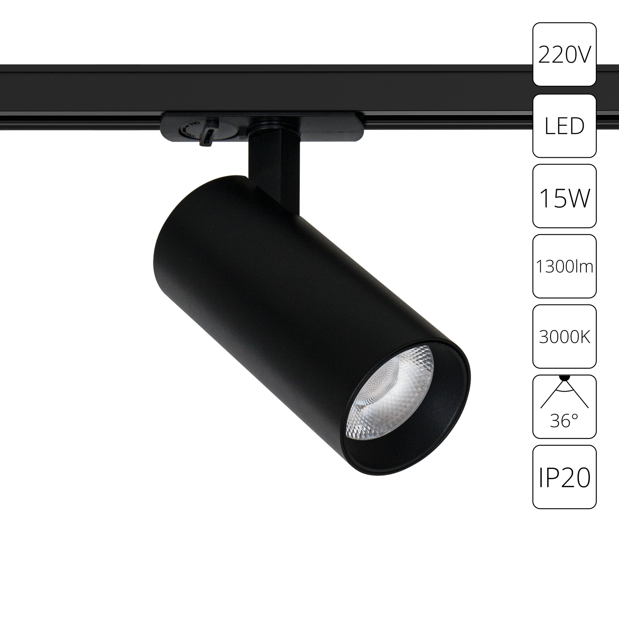 Трековый светильник Arte Lamp BENE A1936PL-1BK 15Вт LED черный
