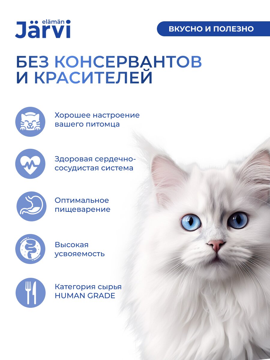 Влажный корм Jarvi мясной паштет mini для кошек с чувствительным пищеварением с индейкой 50 г х 12 шт. — фото 1