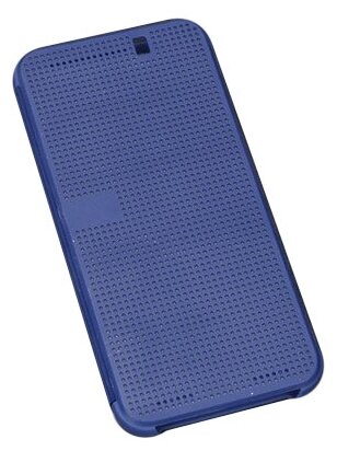 Мультяшный чехол-книжка MyPads Dot View Cover с прогнозом погоды для HTC One ME Dual Sim/ M9e 5.2 синий в точечку с дырочками прорезиненный с пер.