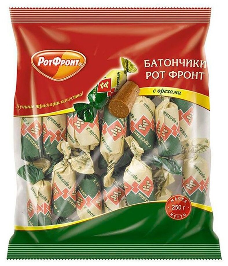 Конфеты Рот Фронт Батончики с орехами, пакет, 250 г - фотография № 3