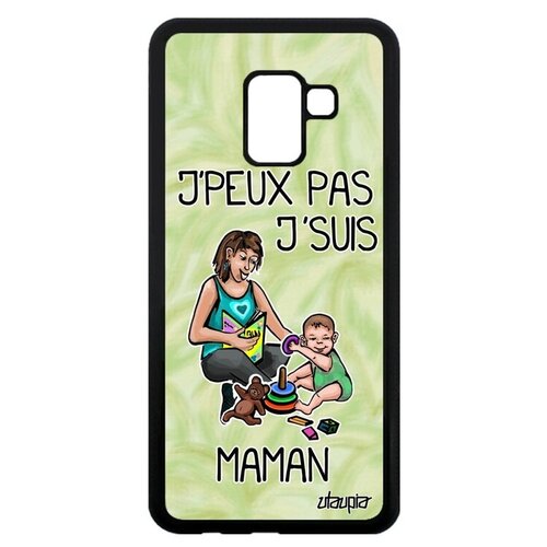 фото Противоударный чехол на телефон // galaxy a8 2018 // "не могу - стала мамой!" надпись юмор, utaupia, светло-зеленый