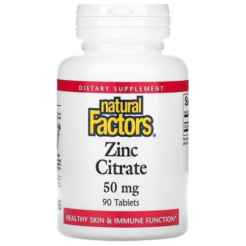Таблетки Natural Factors Zinc Citrate, 70 г, 50 мг, 90 шт.
