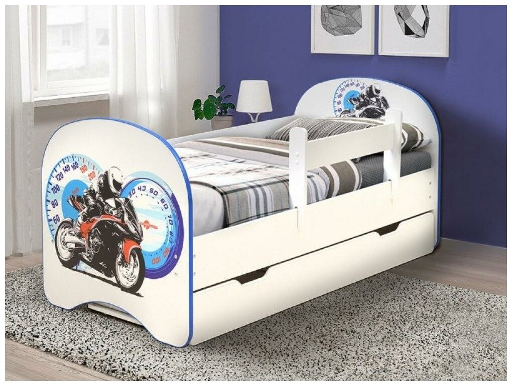 Кровать с фотопечатью Мотоцикл 140 С ящиком