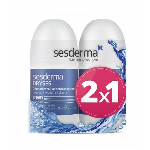 фото Sesderma dryses deodorant roll-on antitranspirante men - набор дезодорантов-антиперспирантов для мужчин, 2 шт по 75 мл