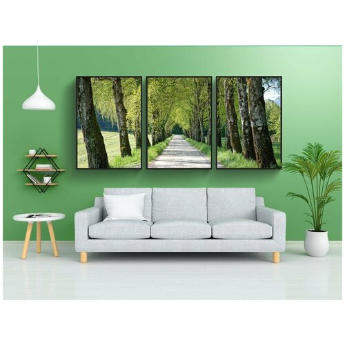 фото Набор модулных постеров для интерьера "весна, проспект, деревья" 60x90 см. в тубусе, без рамки lotsprints