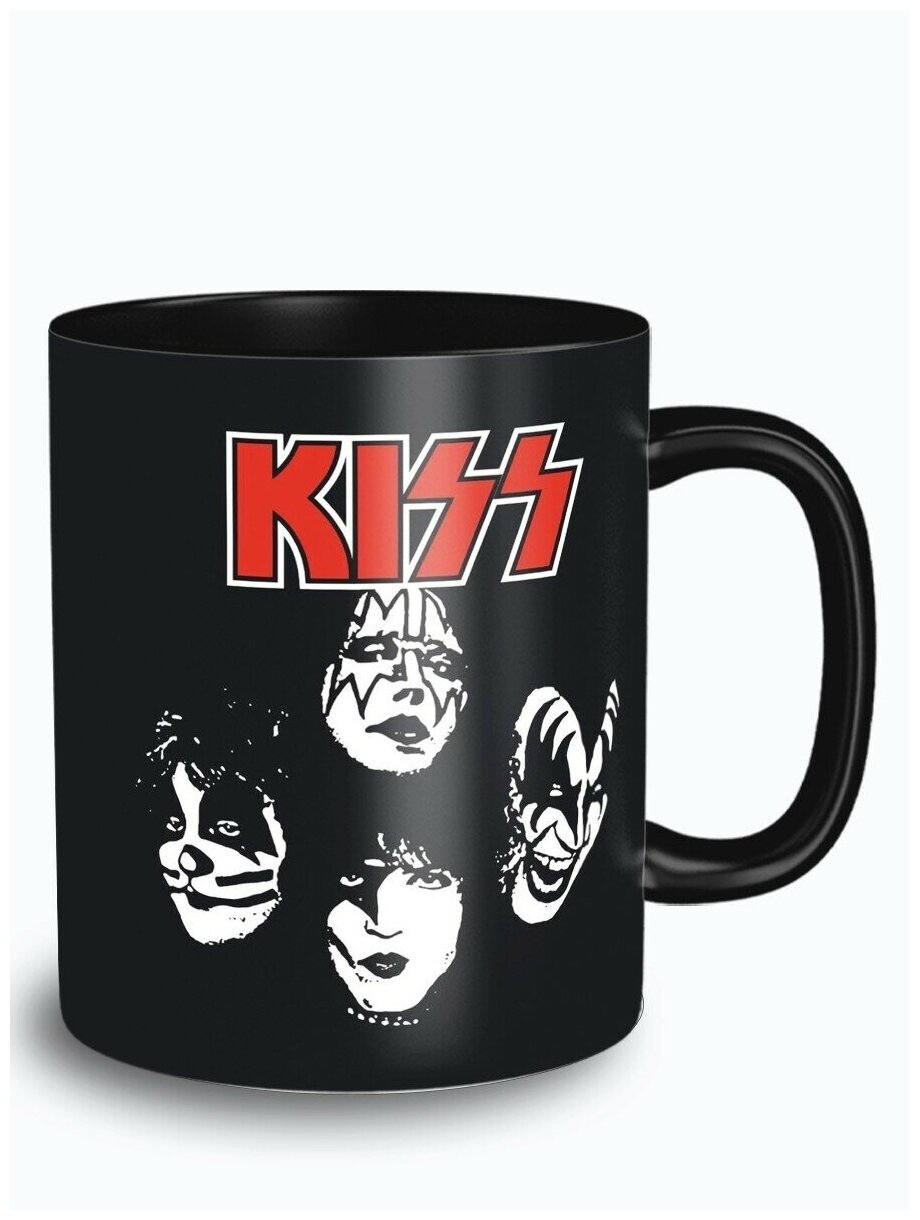 Кружка черная музыка kiss кисс (симмонс, стэнли, крисс, фрейли) - 6754