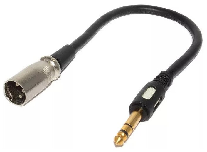 Шнур-переходник XLR "шт" -6,35мм "шт" стерео, позолоченный, контакты с кабелем 0,3м (2-711G)