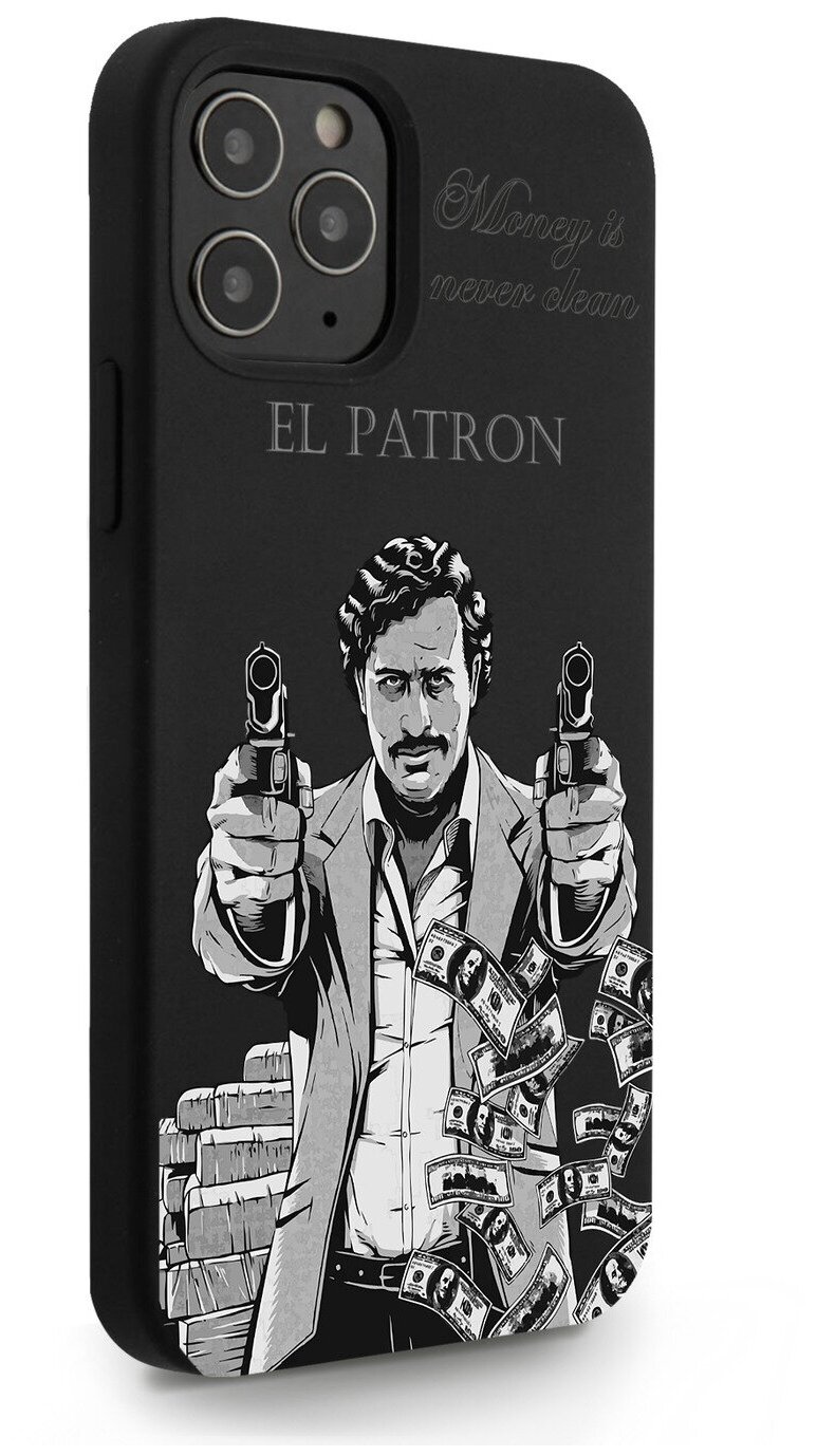 Черный силиконовый чехол MustHaveCase для iPhone 12/12 Pro El Patron Pablo Escobar/ Пабло Эскобар для Айфон 12/12 Про Противоударный