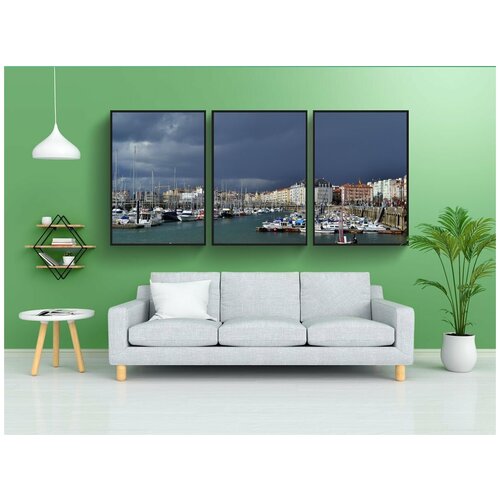 фото Набор модулных постеров для интерьера "сантандер, кантабрия, гавань" 60x90 см. в тубусе, без рамки lotsprints