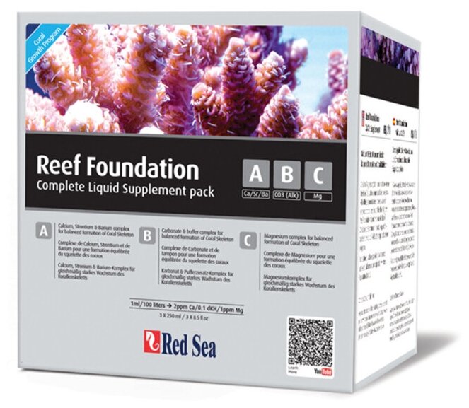 Комплект добавок для роста кораллов Red Sea Reef Foundation ABC, 3×250 мл