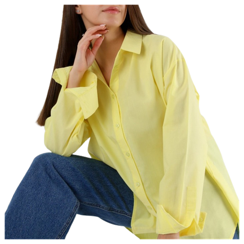Рубашка базовая SL, оверсайз 46-48, лимонный нет бренда желтого цвета