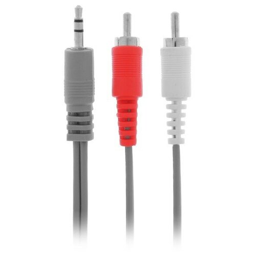 Кабель-переходник аудио Smartbuy KA-315-150, Jack 3.5 мм(m)-2xRCA(m), 5 м, серый gembird 1 5m 3 5mm 2xrca m m аудио кабель 1 5 m 3 5 мм черный красный белый cca 458