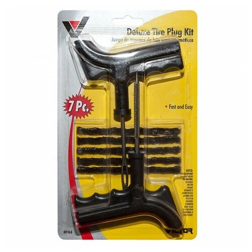 Набор для ремонта бескамерных шин V110 (шило, игла, 5 самовулканизирующихся черных жгутов)