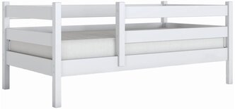 Детская односпальная кровать Mi-Gusta Renua, 180x80 см, из массива берёзы, белая