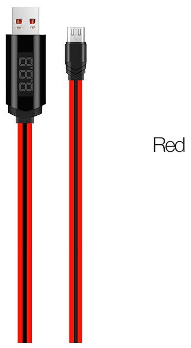 Кабель USB HOCO U29 LED displayed timing USB - MicroUSB 2А 1.2 м красный с дисплеем