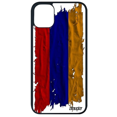 фото Противоударный чехол на мобильный // apple iphone 11 pro max // "флаг армении на ткани" страна дизайн, utaupia, белый