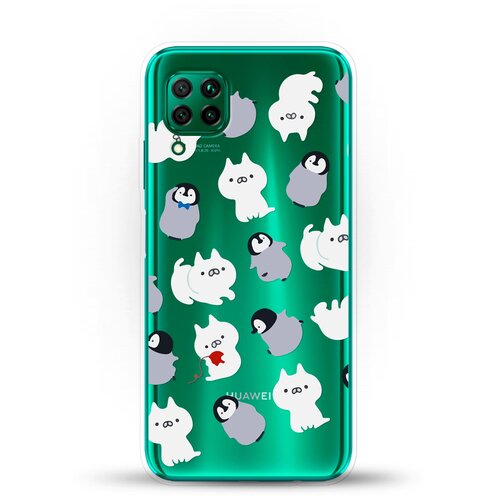 фото Силиконовый чехол котики и пингвины на huawei p40 lite andy & paul
