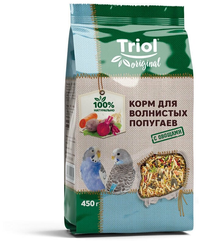 Корм для волнистых попугаев с овощами TRiOL original 450г