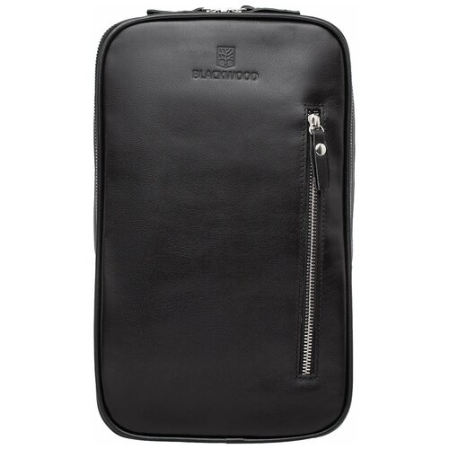 фото Прямоугольный кожаный рюкзак черного цвета blackwood camp black