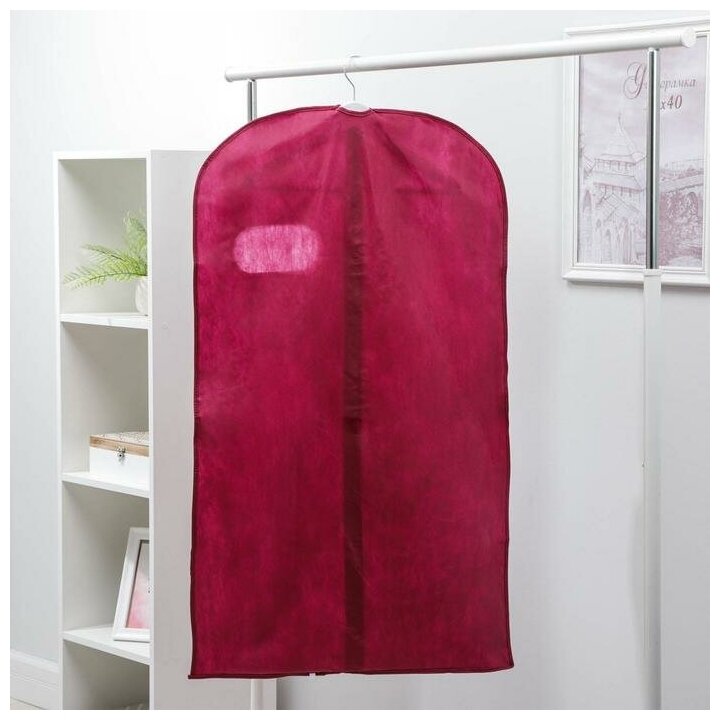 Чехол для одежды с окном 60×100 см, спанбонд, цвет бордо - фотография № 4