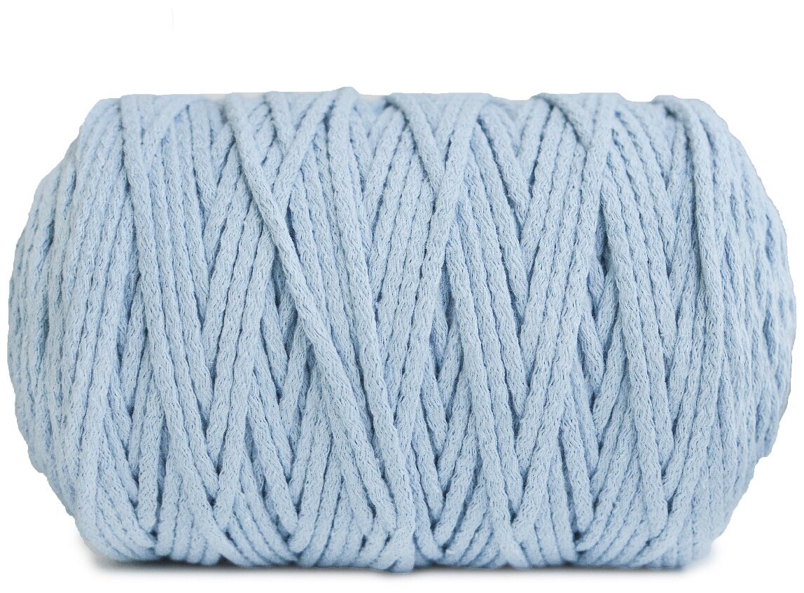 Шнур для рукоделия (вязания, макраме) Узелки из Питера 100% хлопок, 5мм, 200 м, голубой