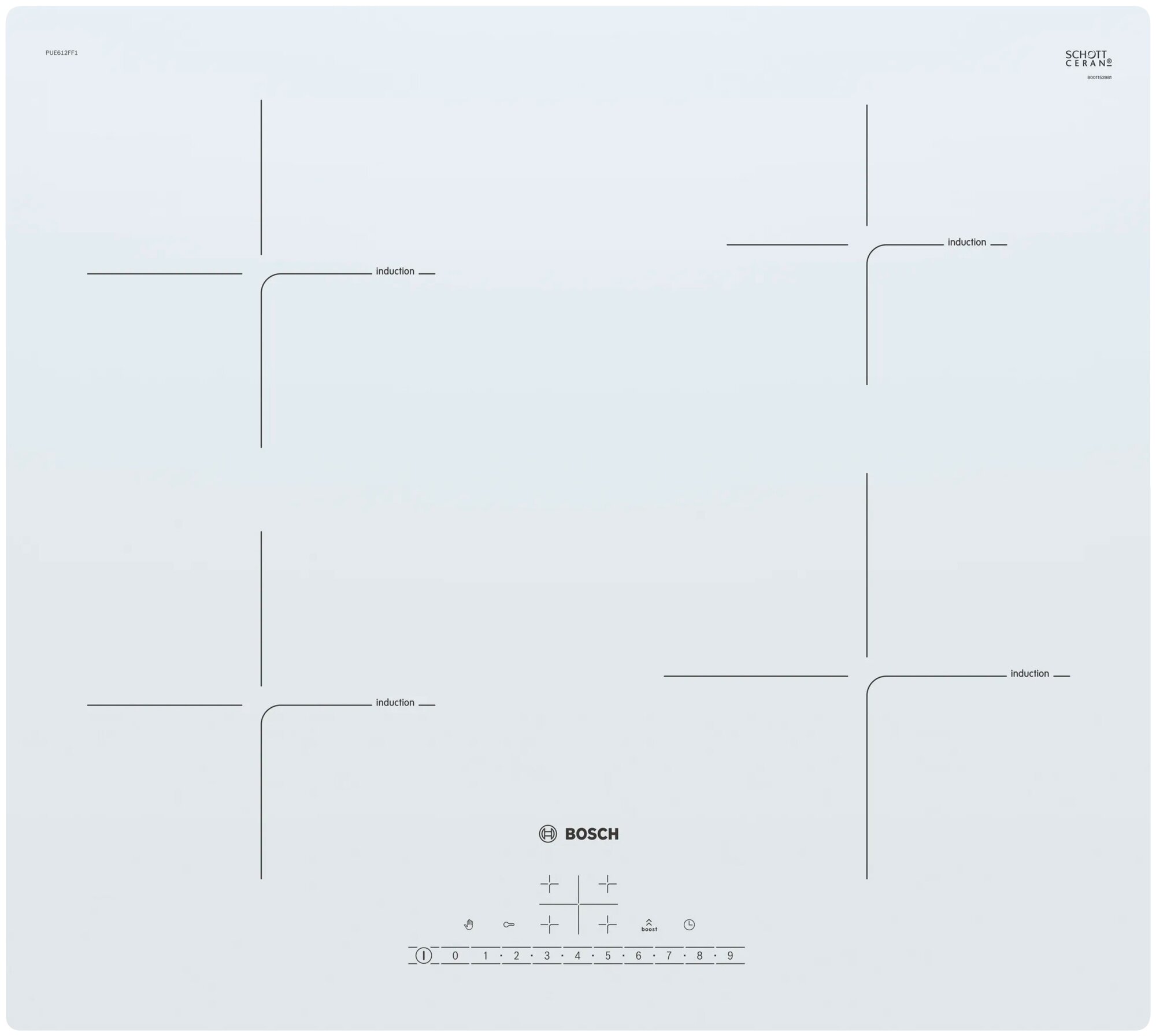 Индукционная варочная панель Bosch PUE612FF1J, белый - фотография № 1