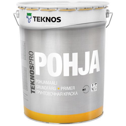 Краска акриловая TEKNOS Teknospro Pohja моющаяся матовая белый 9 л