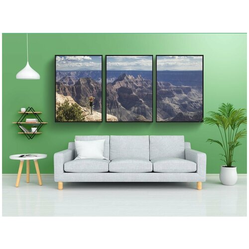 фото Набор модулных постеров для интерьера "большой каньон, женщина, awe" 60x90 см. в тубусе, без рамки lotsprints