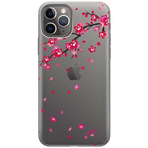 фото Ультратонкий силиконовый чехол-накладка clearview для apple iphone 11 pro с 3d принтом "sakura" gosso