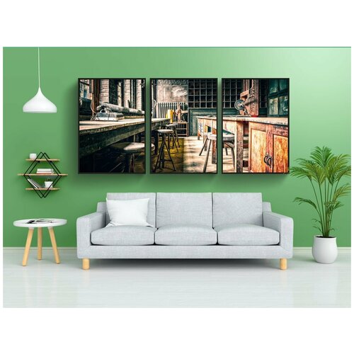 фото Набор модулных постеров для интерьера "работай, на рабочем месте, ностальгия" 60x90 см. в тубусе, без рамки lotsprints