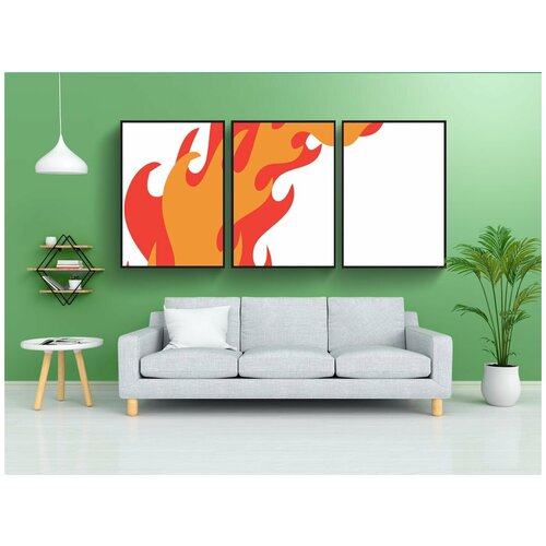 фото Набор модулных постеров для интерьера "пламя, пожар, hot rod" 60x90 см. в тубусе, без рамки lotsprints